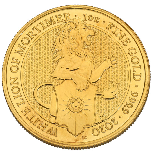 24ct Gold White Lion Of Mortimer 1 OZ Coin 2020