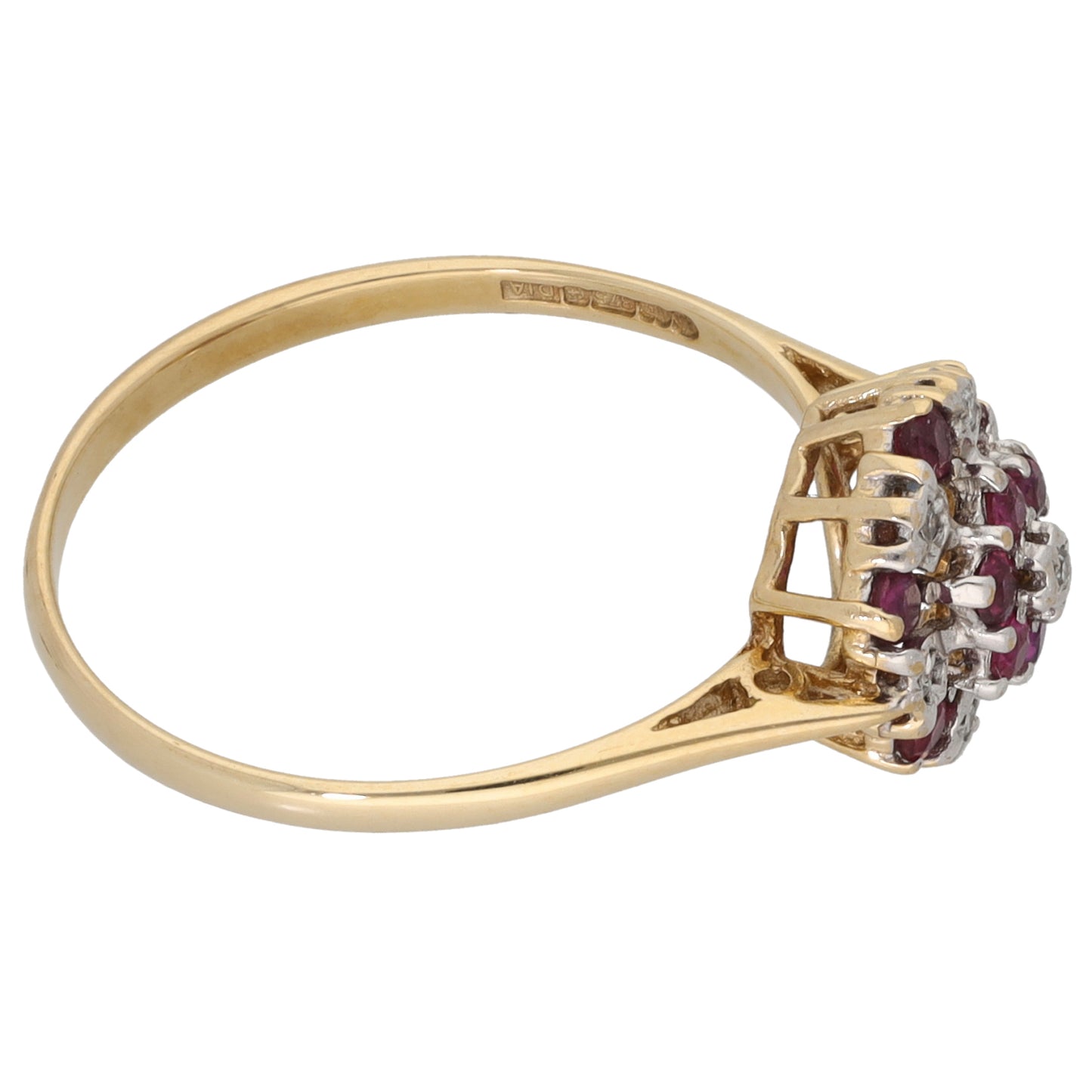 9ct Bicolour Gold Ruby & 0.035ct Diamond Dress/Cocktail Ring Size P