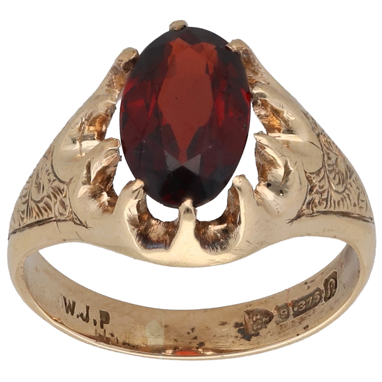 9ct Gold Garnet Single Stone Ring Size N