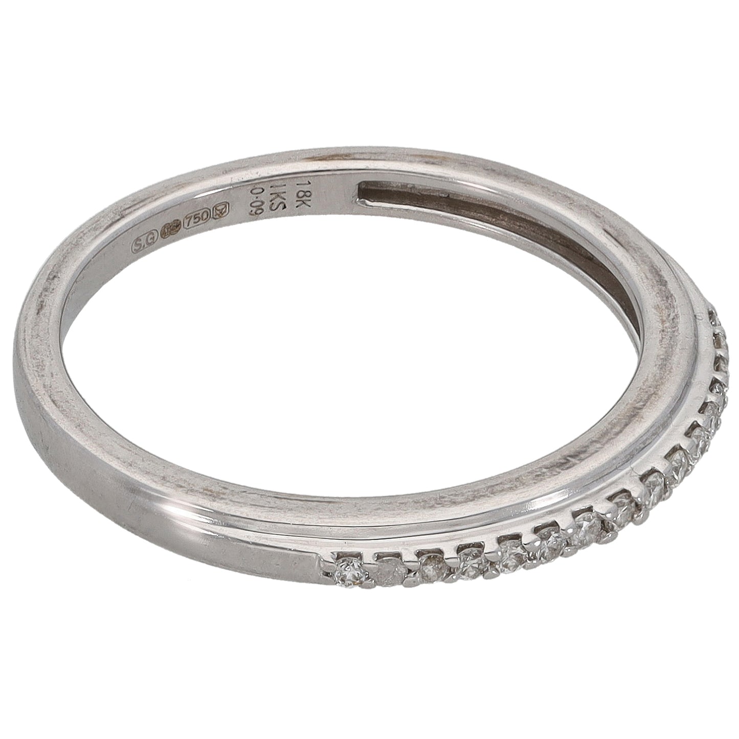 18ct White Gold 0.09ct Diamond Half Eternity Ring Size K