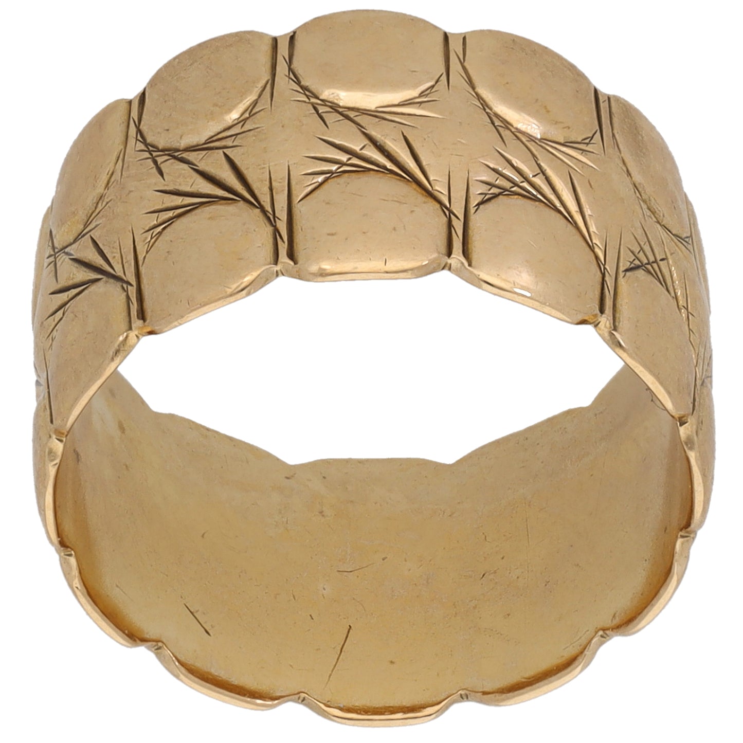9ct Gold Patterned Wedding Ring Size N