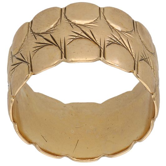 9ct Gold Patterned Wedding Ring Size N