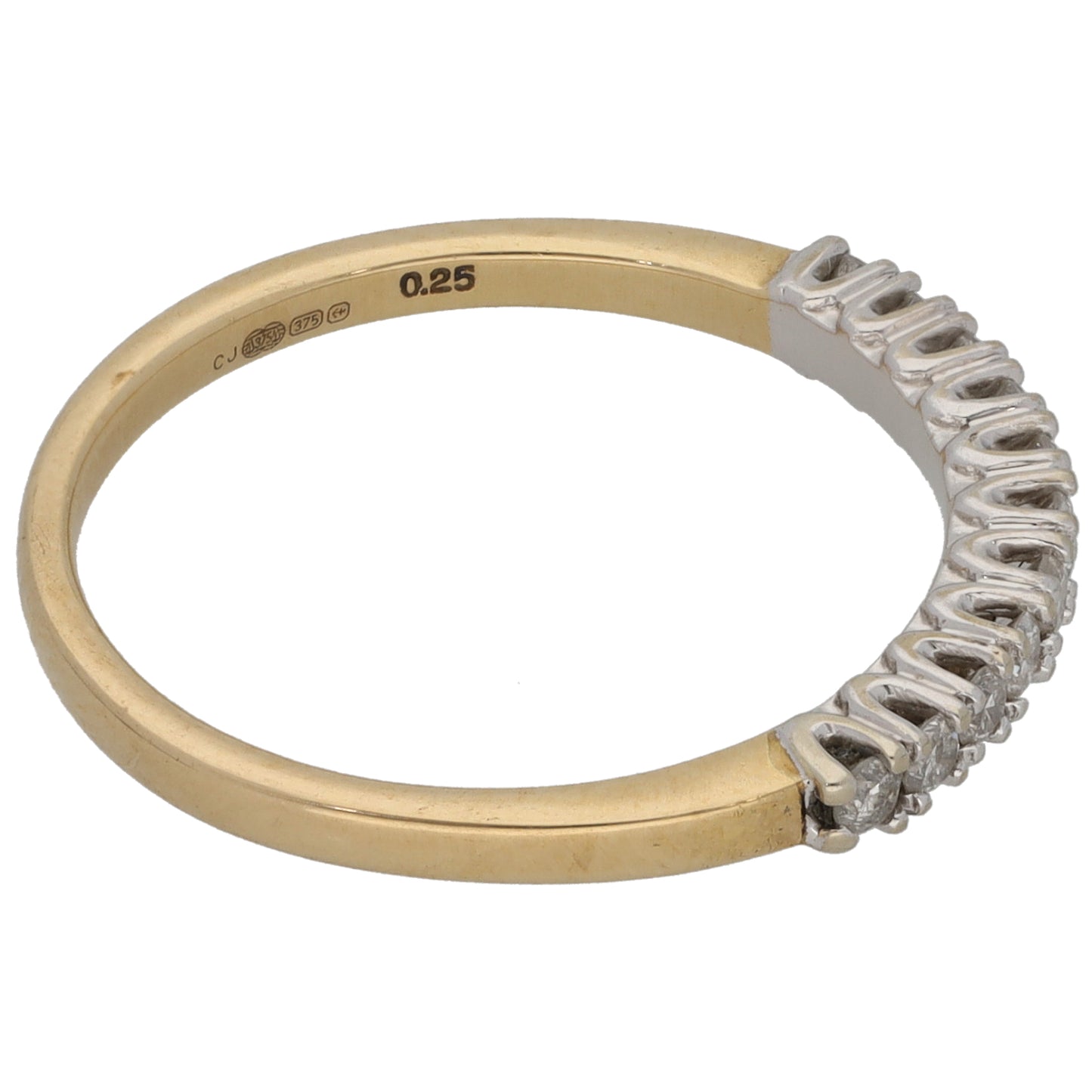 9ct Gold 0.22ct Diamond Half Eternity Ring Size O