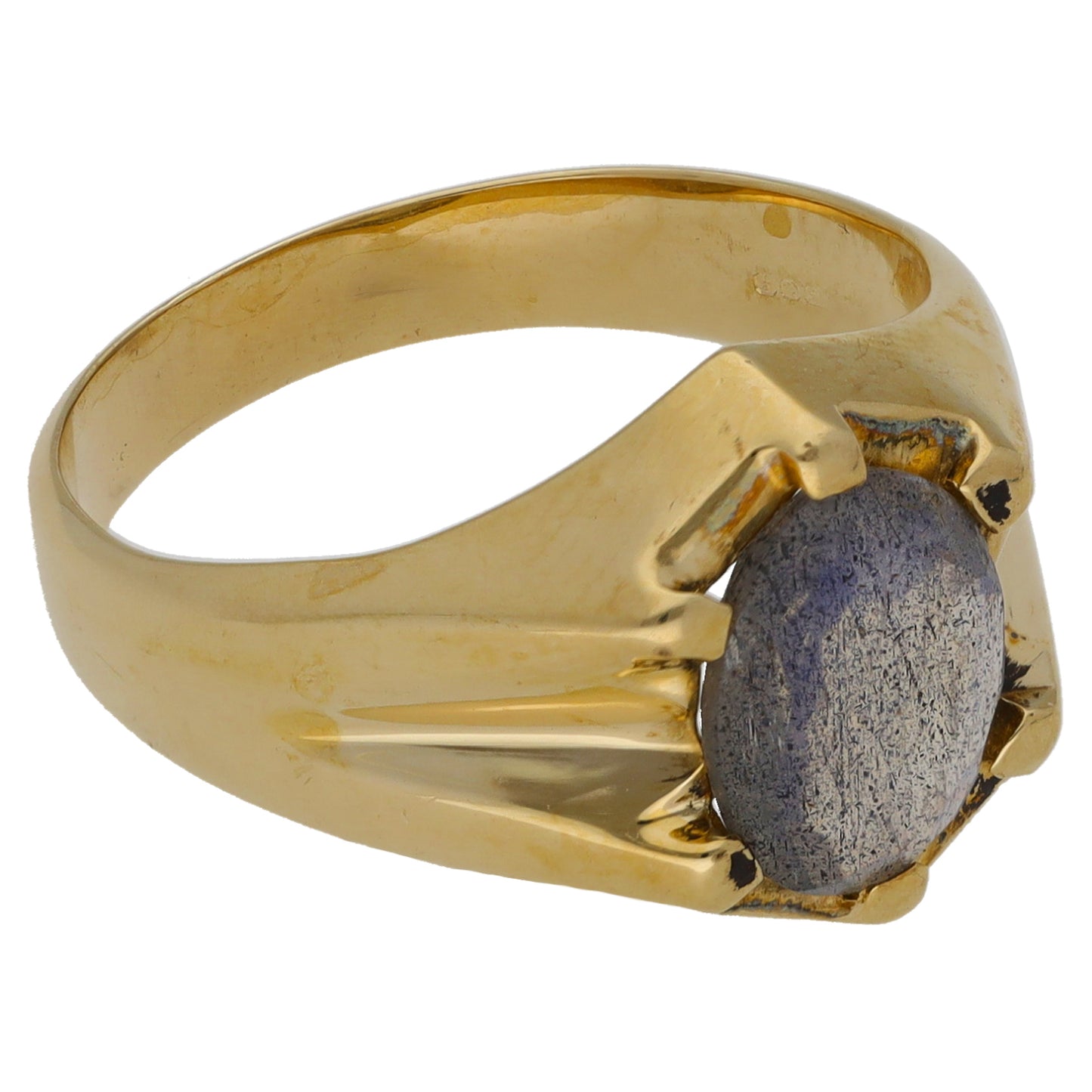 9ct Gold Labradorite Single Stone Ring Size N