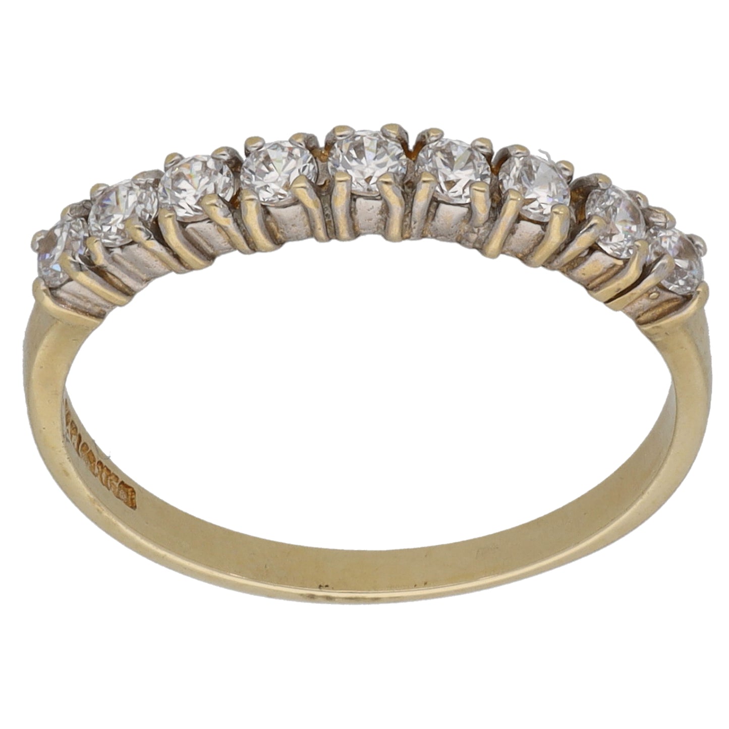 9ct Gold Cubic Zirconia Half Eternity Ring Size M