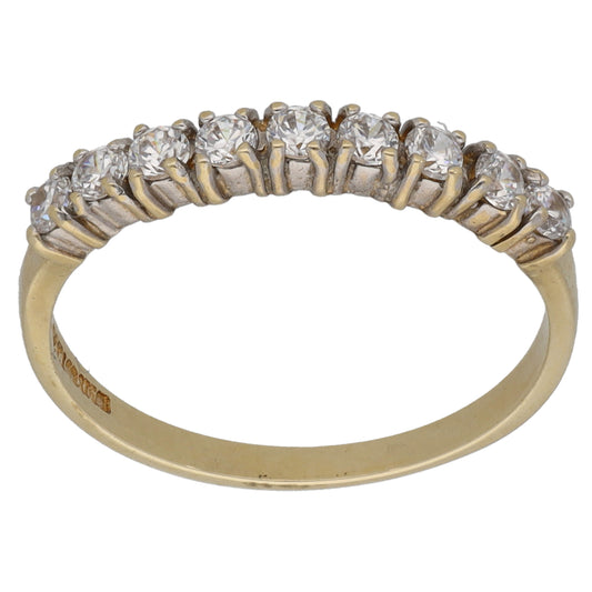 9ct Gold Cubic Zirconia Half Eternity Ring Size M