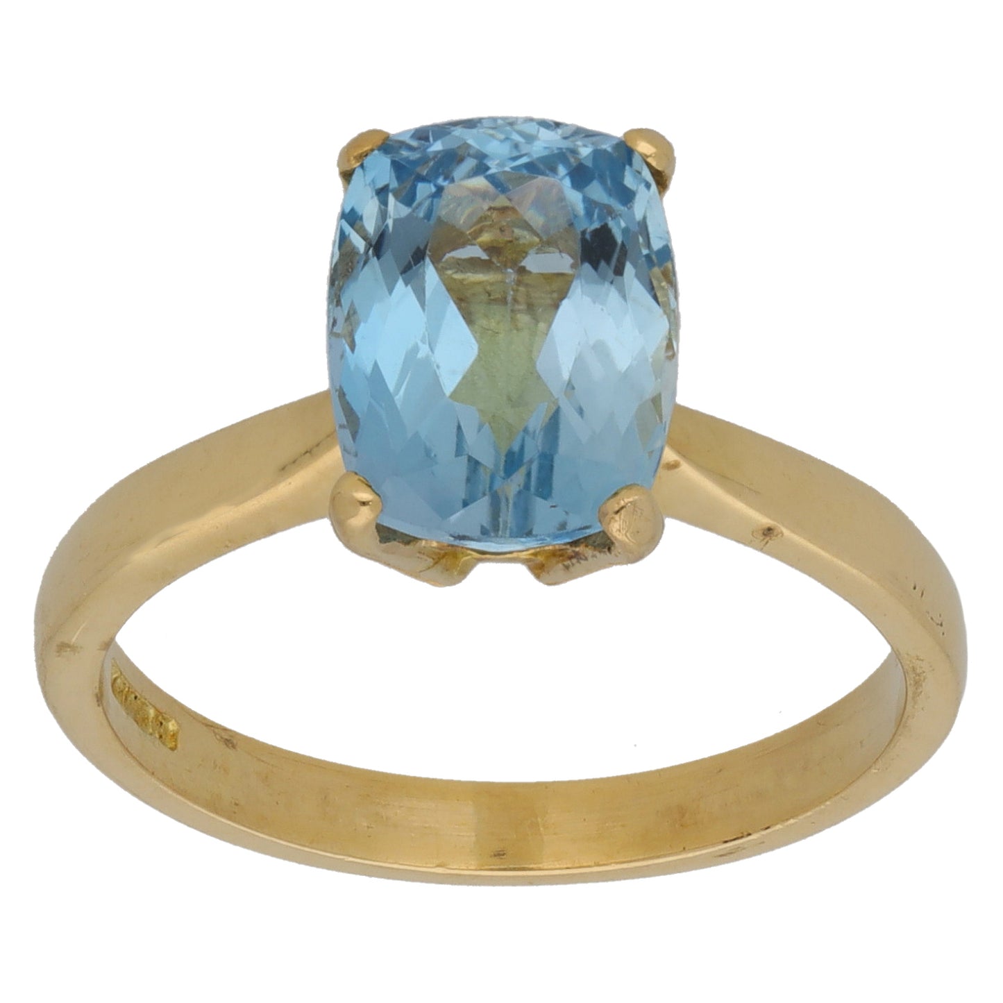 18ct Gold Aquamarine Single Stone Ring Size M
