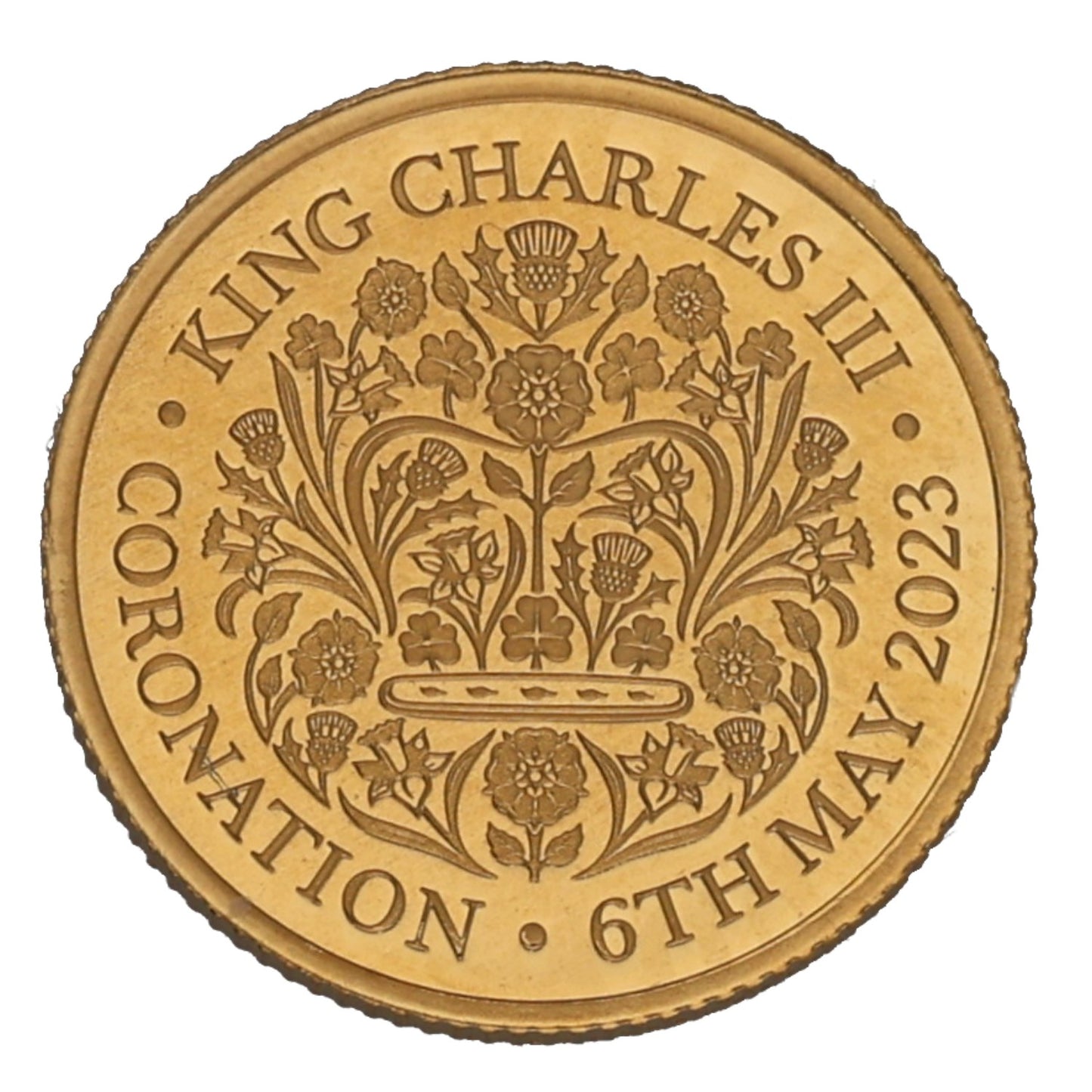 22ct Gold King Charles III Coronation Quarter Sovereign Coin 2023