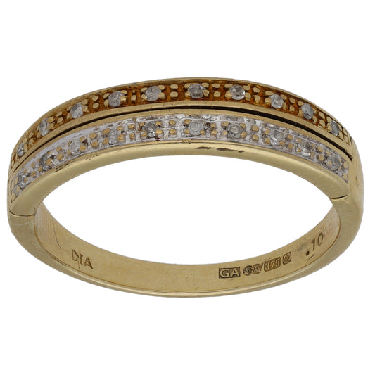 9ct Gold 0.10ct Diamond Half Eternity Ring Size T