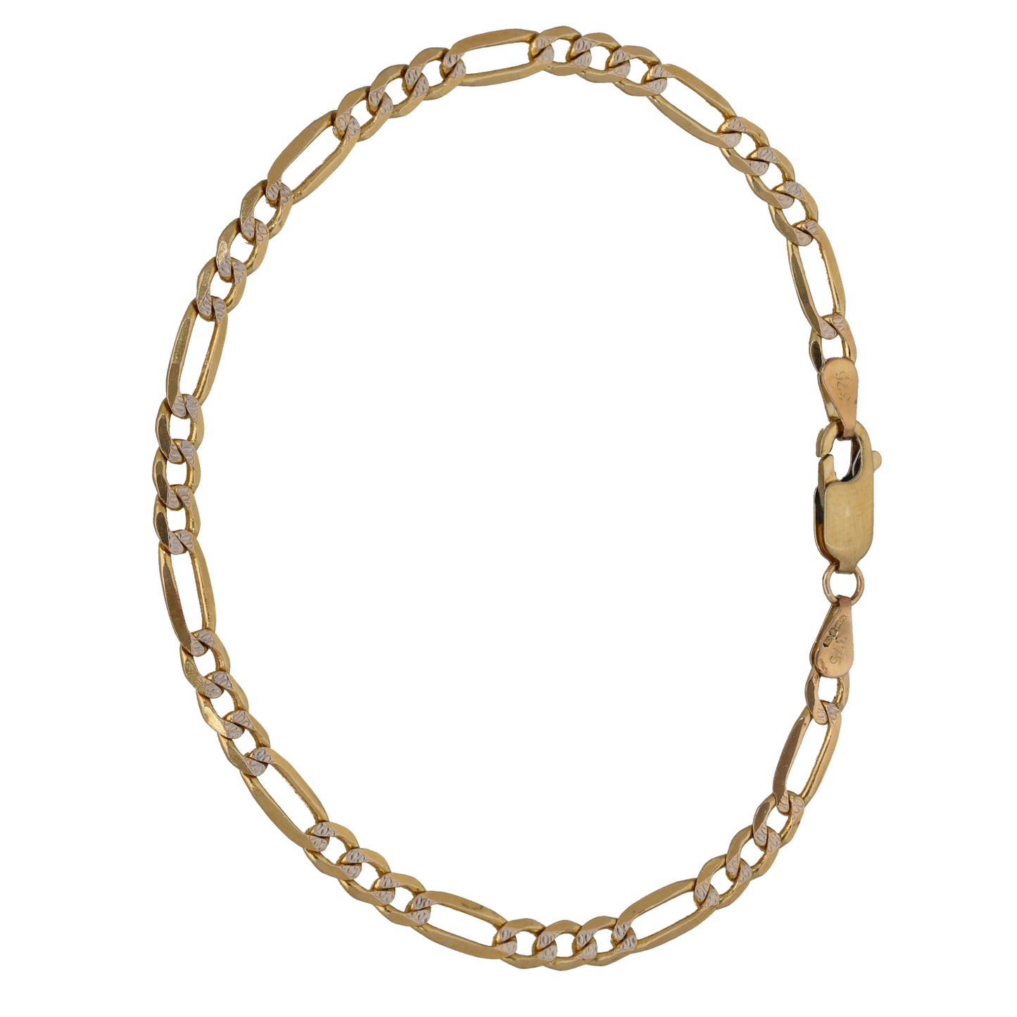 9ct Bicolour Gold Figaro Bracelet