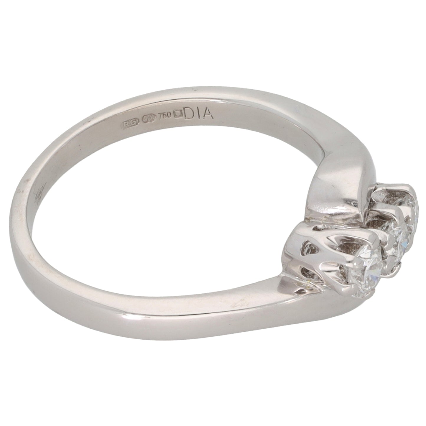 18ct White Gold 0.33ct Diamond Trilogy Ring Size K