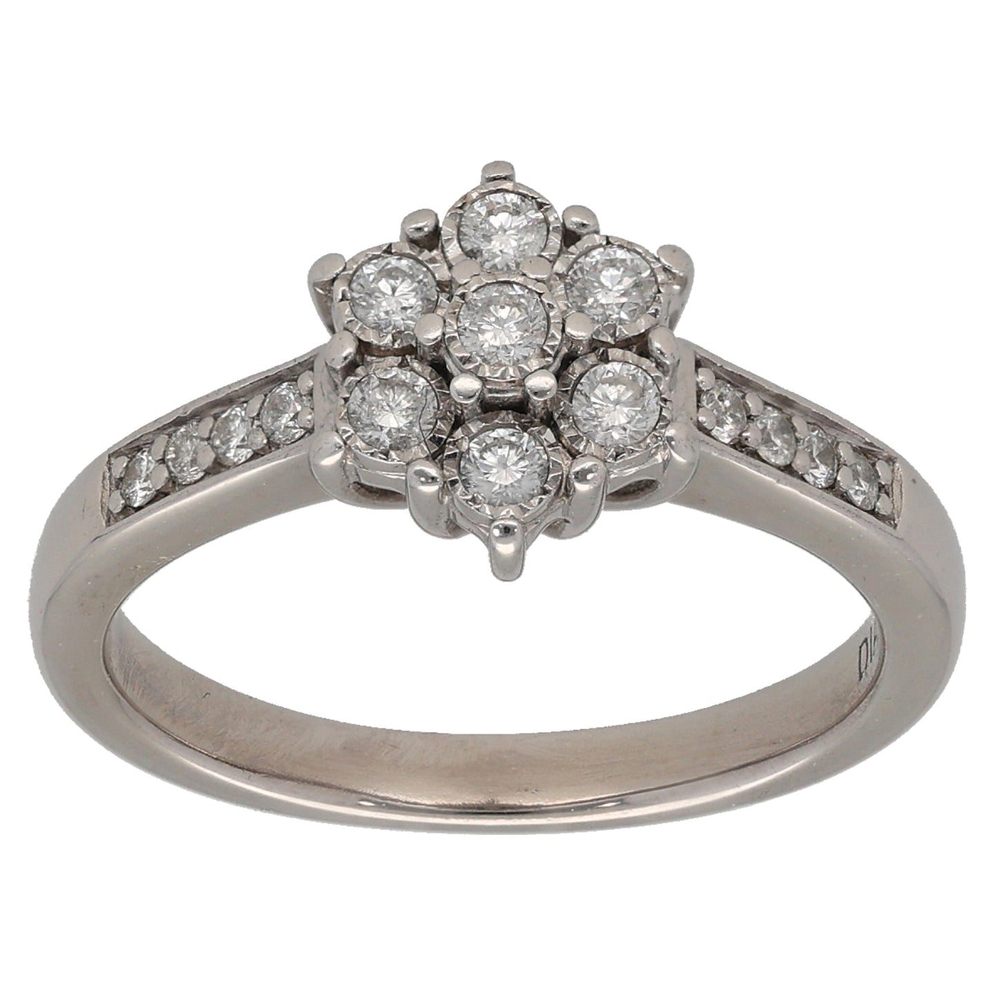 9ct White Gold 0.25ct Diamond Cluster Ring Size L