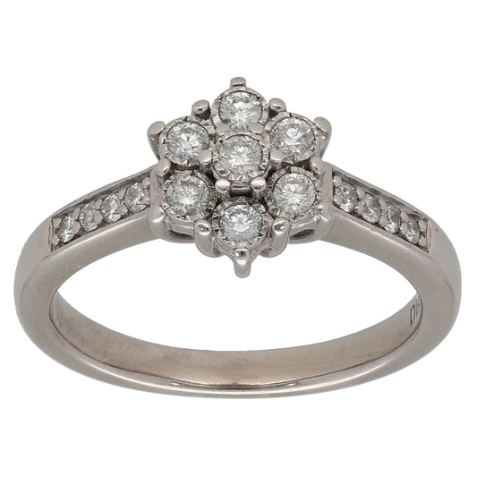 9ct White Gold 0.25ct Diamond Cluster Ring Size L