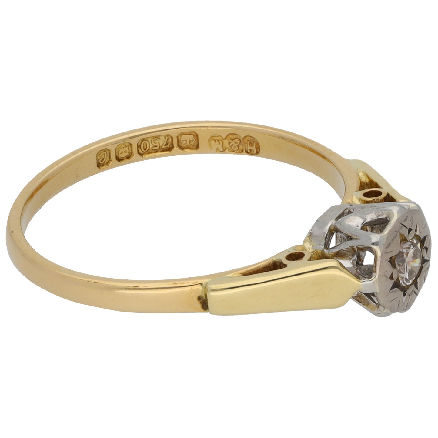 18ct Gold 0.07ct Solitaire Ring Size N