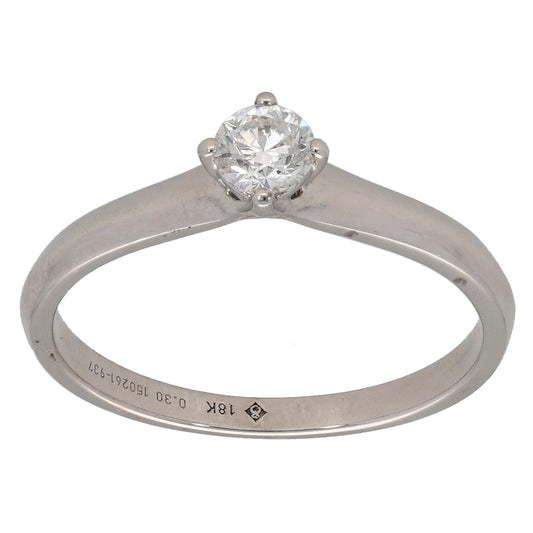 18ct White Gold 0.30ct Diamond Solitaire Ring Size P