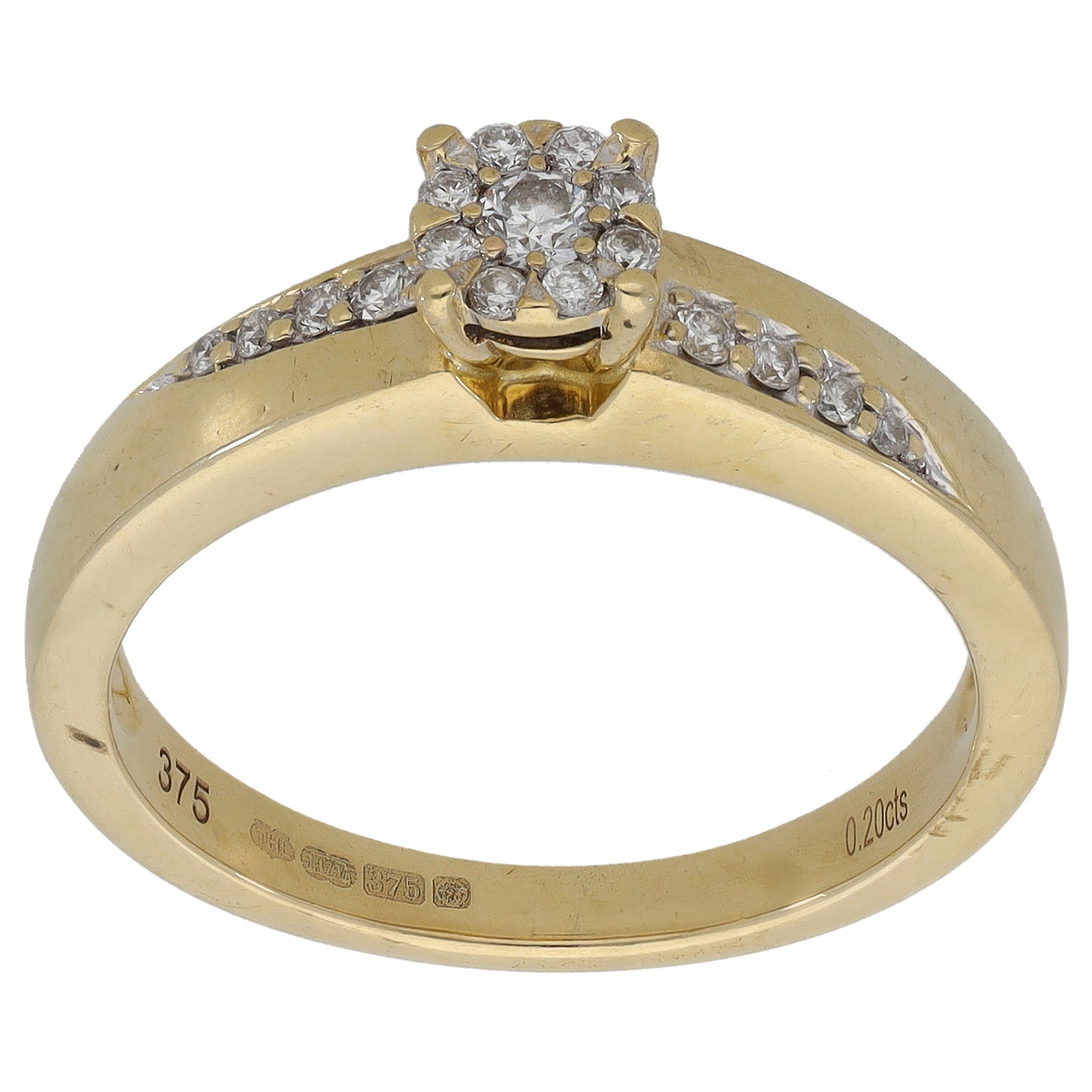 9ct Gold 0.20ct Diamond Dress/Cocktail Ring Size P