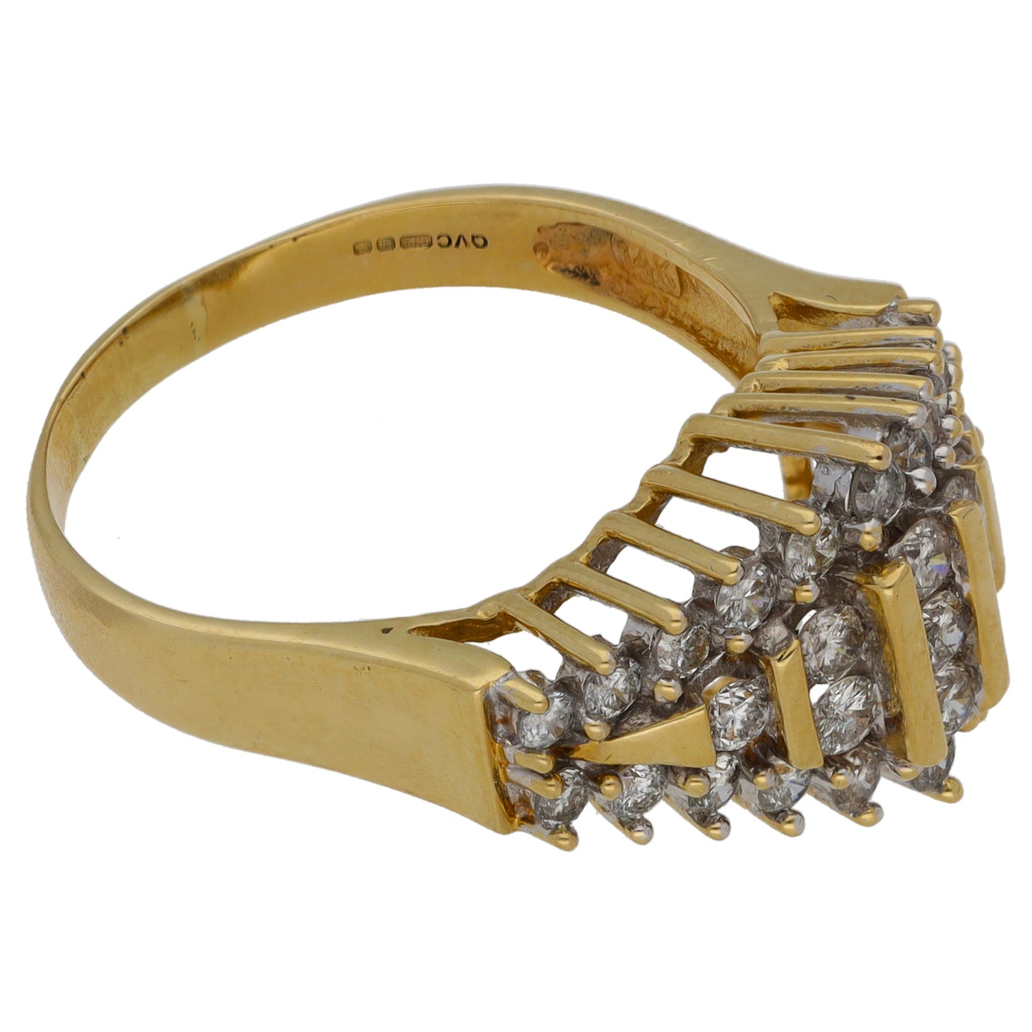 14ct Gold 1.11ct Diamond Dress/Cocktail Ring Size R