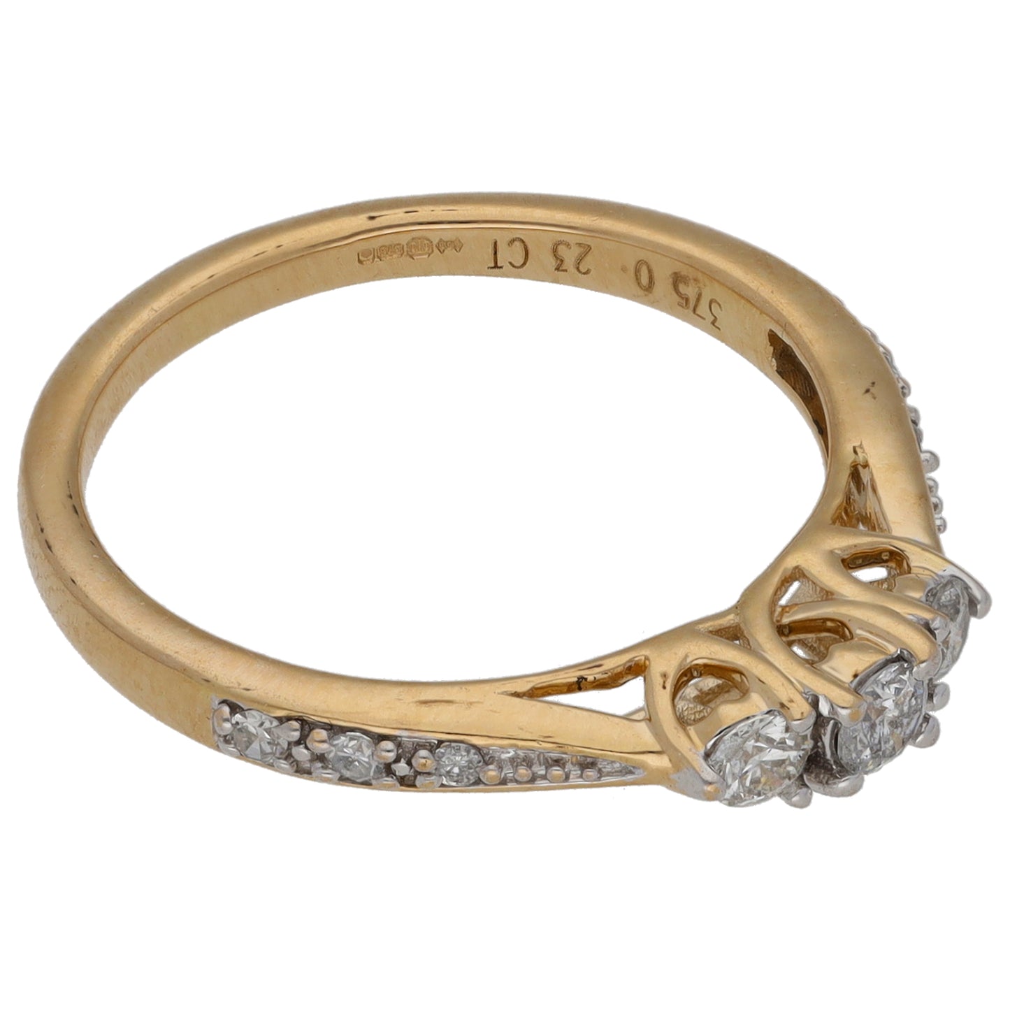 9ct Gold 0.23ct Diamond Dress/Cocktail Ring Size L