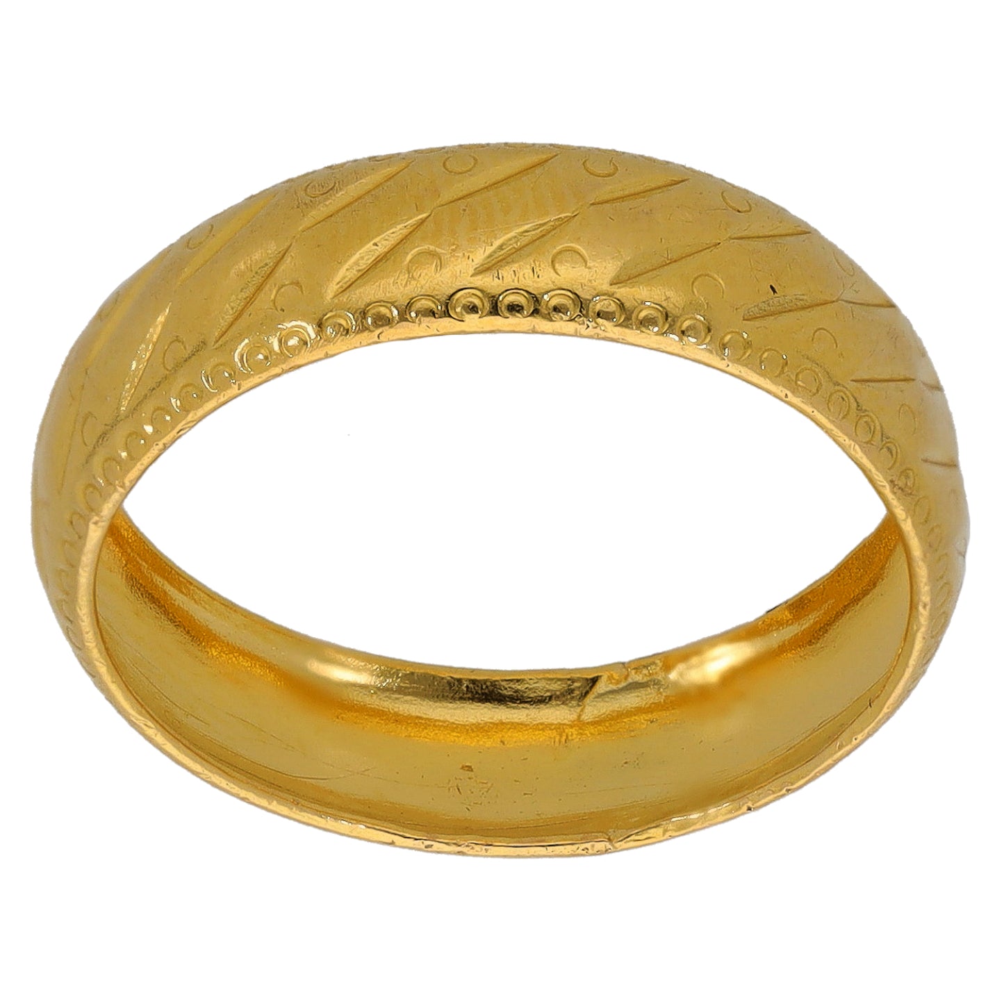 22ct Gold Patterned Wedding Ring Size M