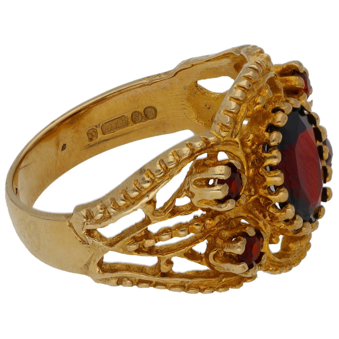 9ct Gold Garnet Dress/Cocktail Ring Size O