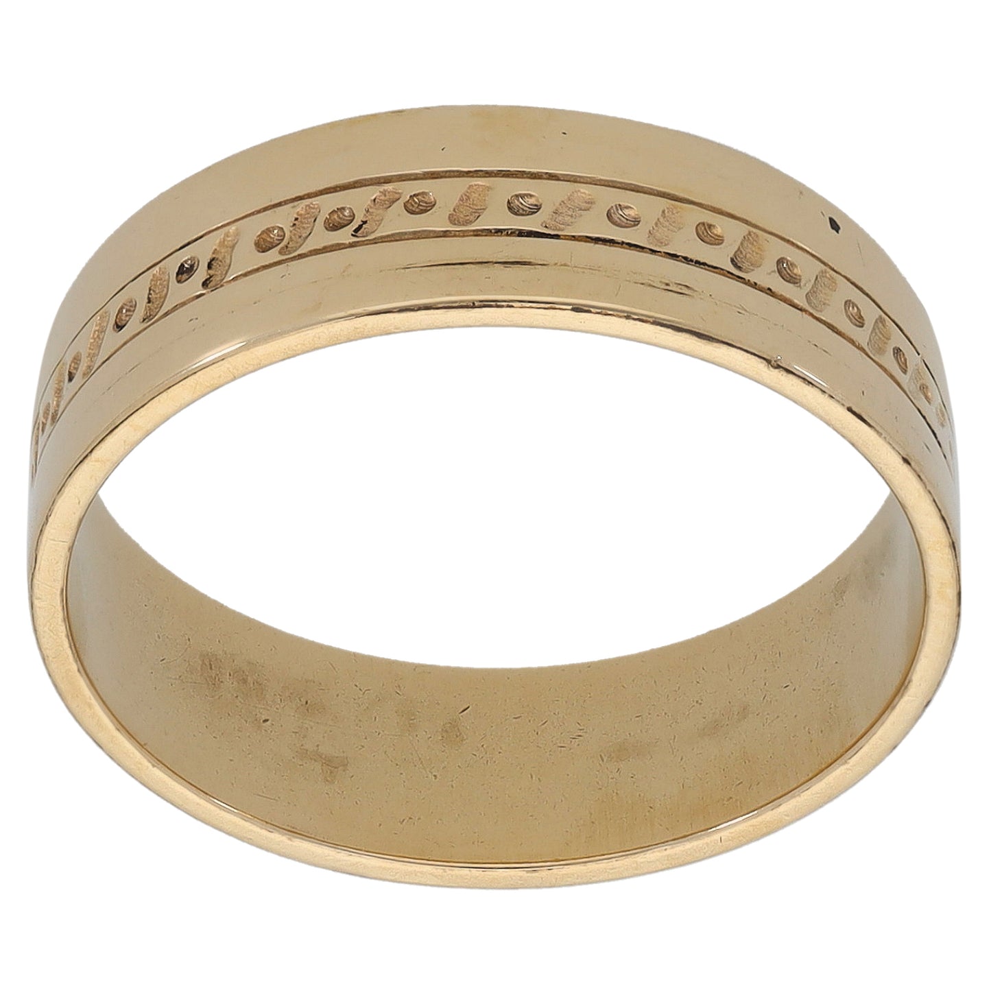 9ct Gold Patterned Wedding Ring Size N