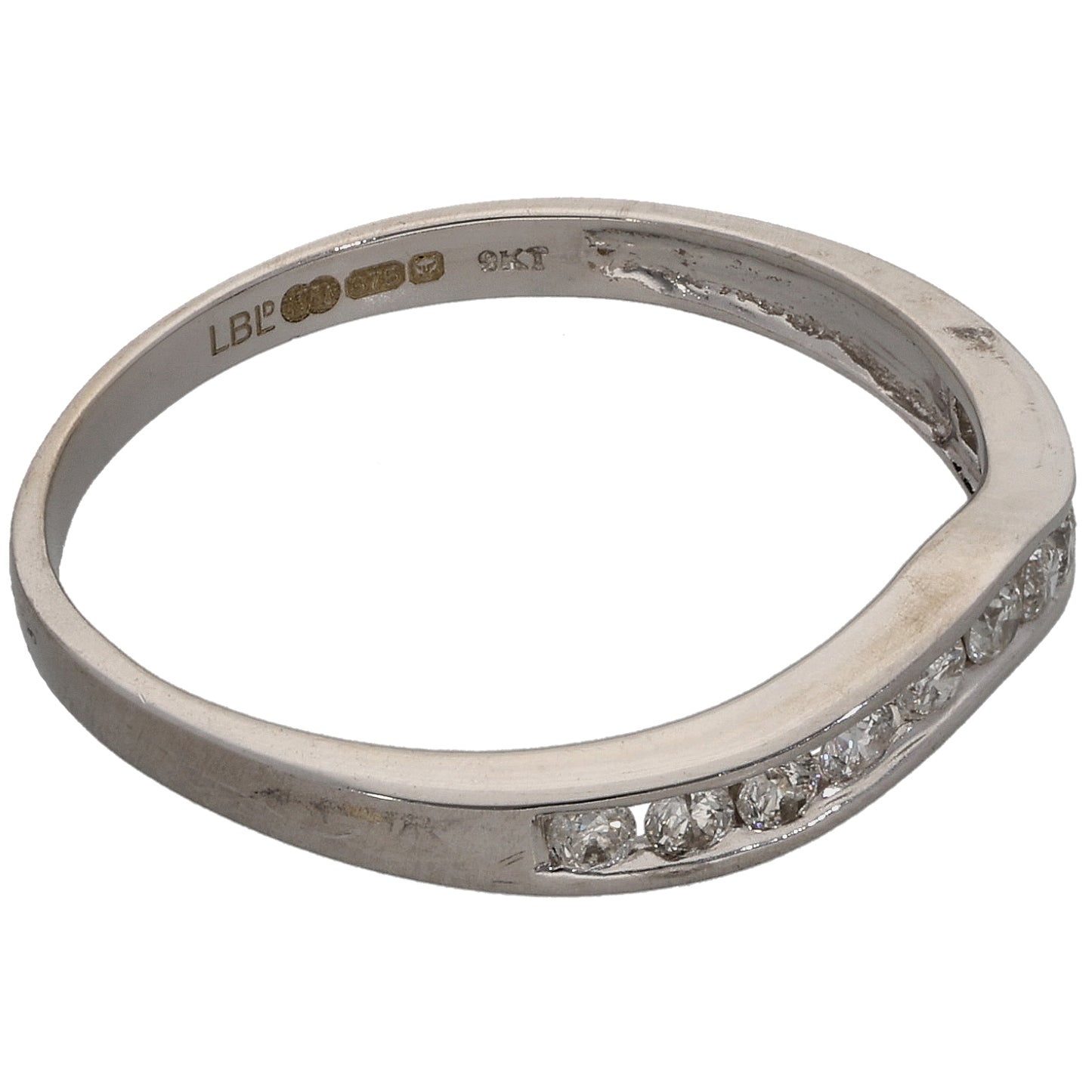 9ct White Gold 0.25ct Diamond Wishbone Ring Size R