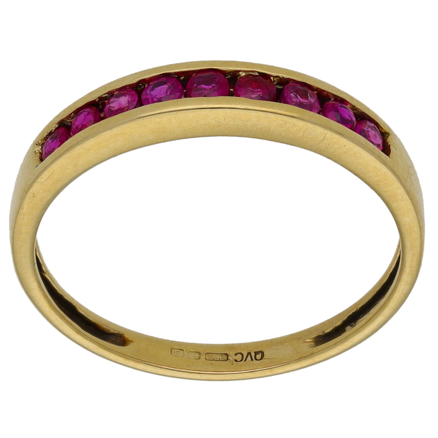 9ct Gold Ruby Half Eternity Ring Size Q