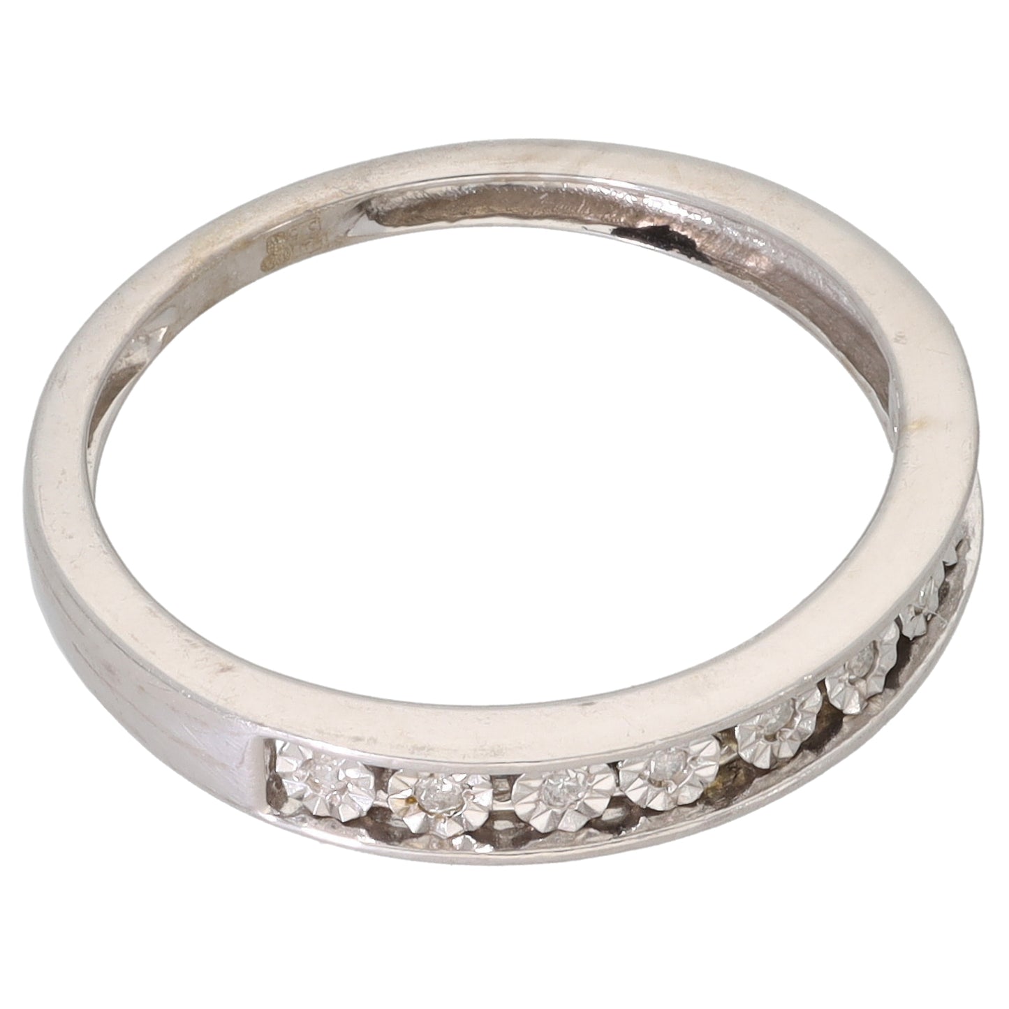 9ct White Gold 0.05ct Diamond Half Eternity Ring Size O