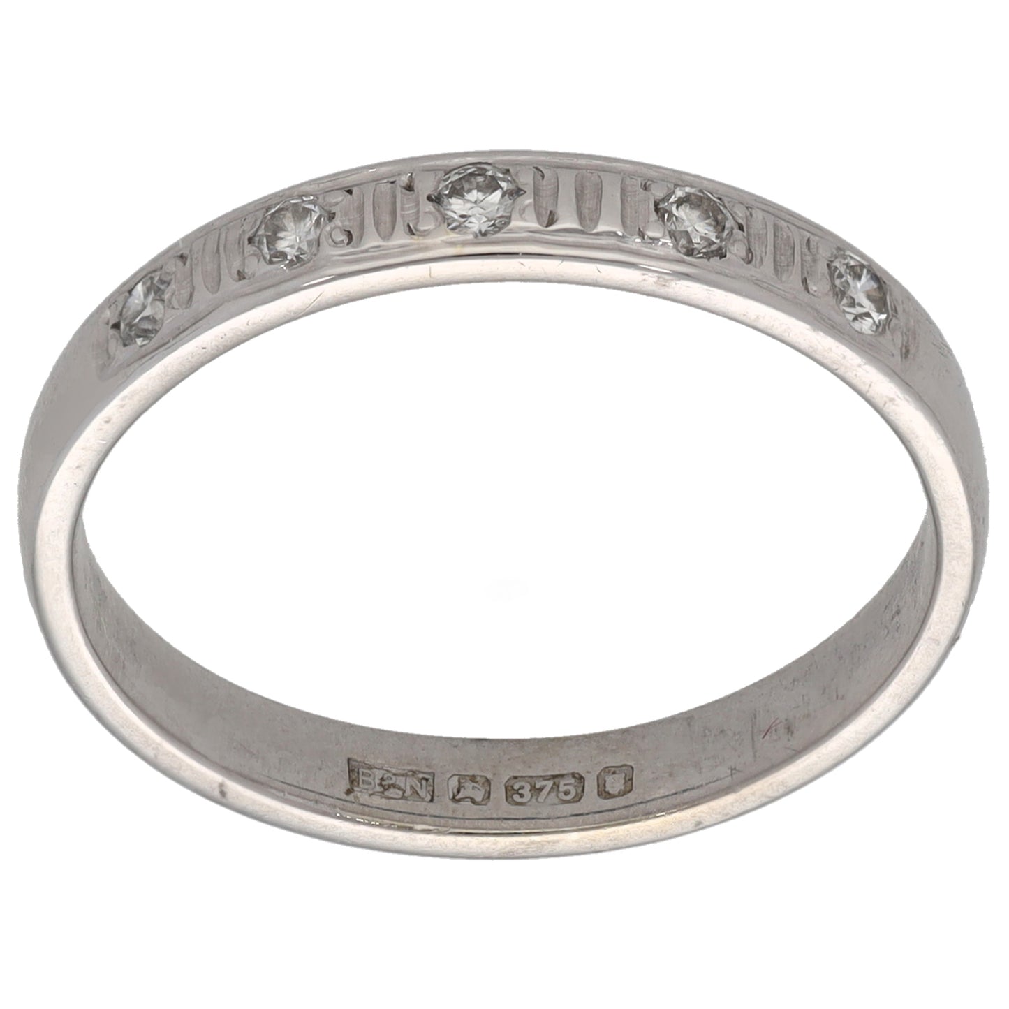 9ct White Gold 0.15ct Diamond Half Eternity Ring Size O