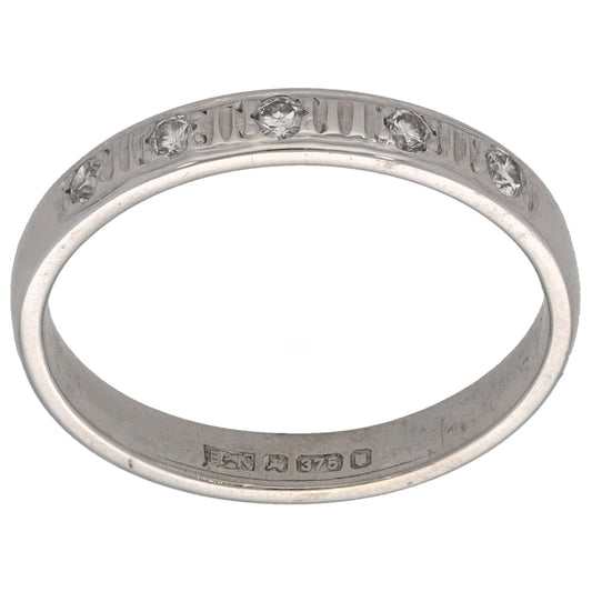 9ct White Gold 0.15ct Diamond Half Eternity Ring Size O