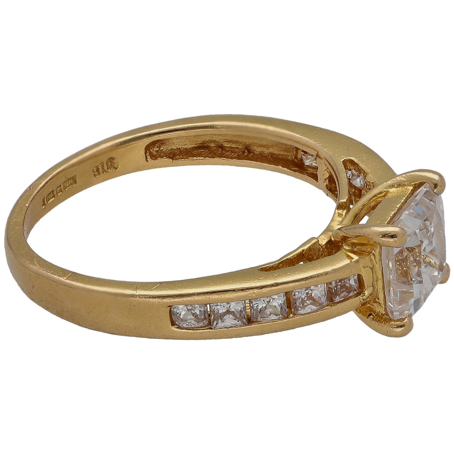 22ct Gold Cubic Zirconia Single Stone Ring With Accents Size N