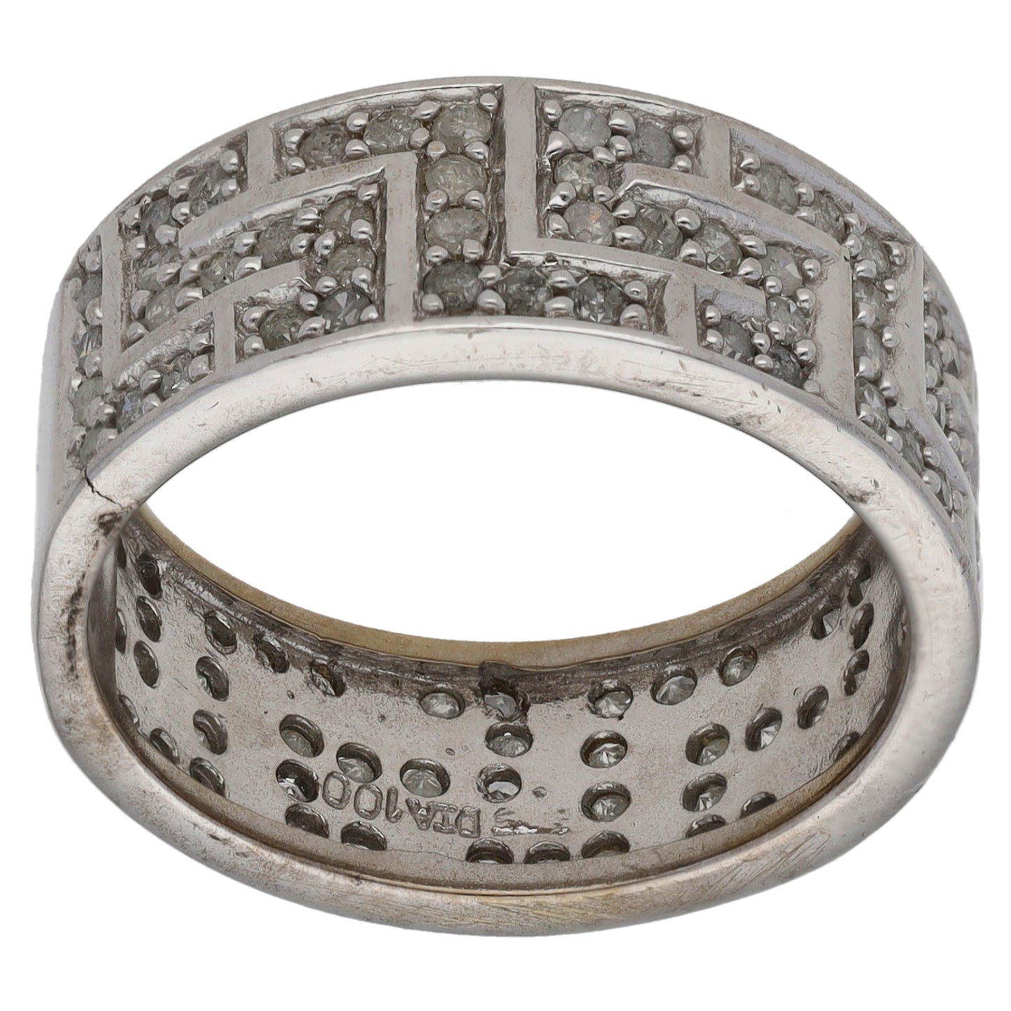 9ct White Gold 1.00ct Diamond Dress/Cocktail Ring Size R