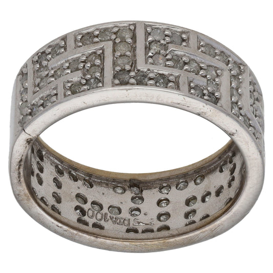 9ct White Gold 1.00ct Diamond Dress/Cocktail Ring Size R