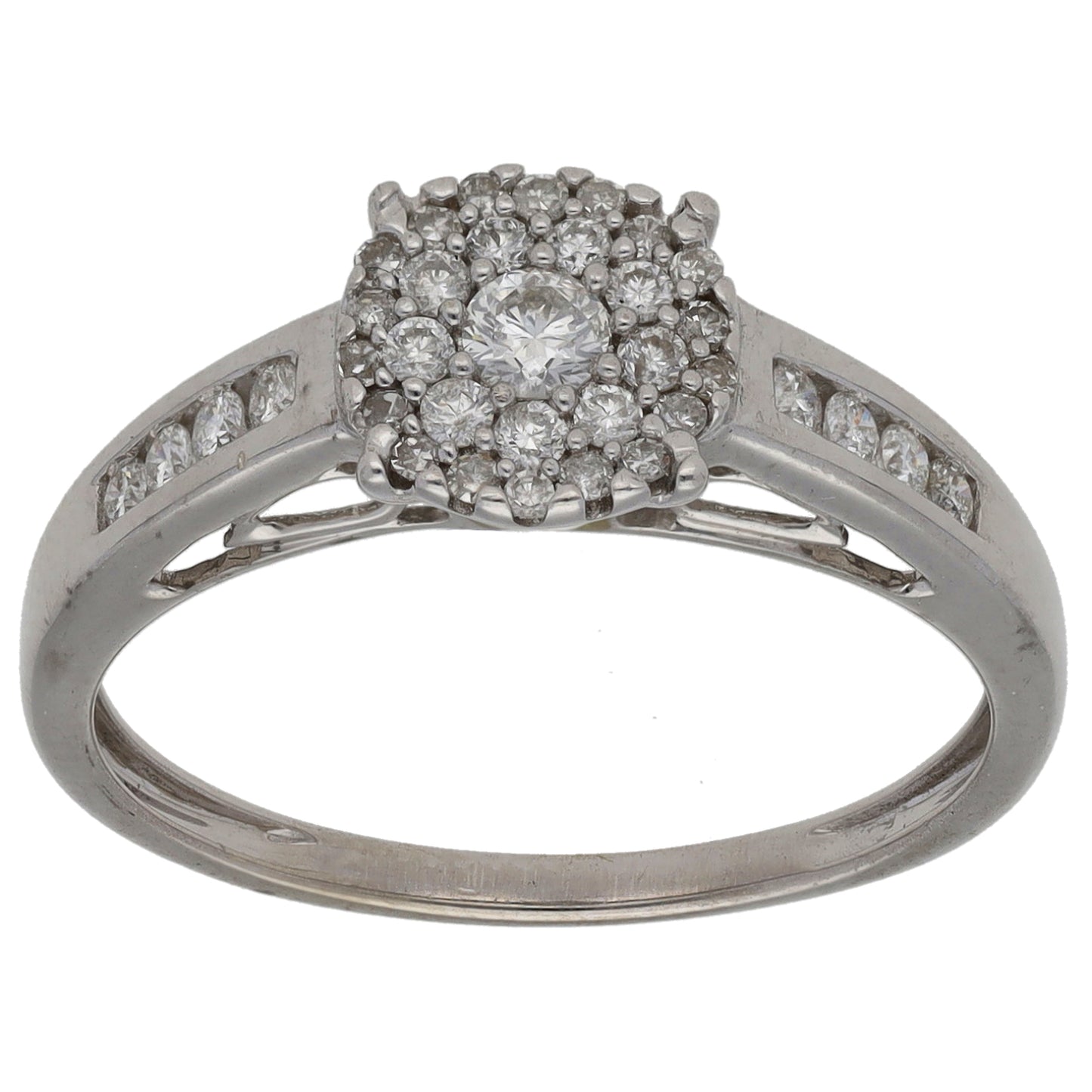9ct White Gold 0.35ct Diamond Cluster Ring Size M
