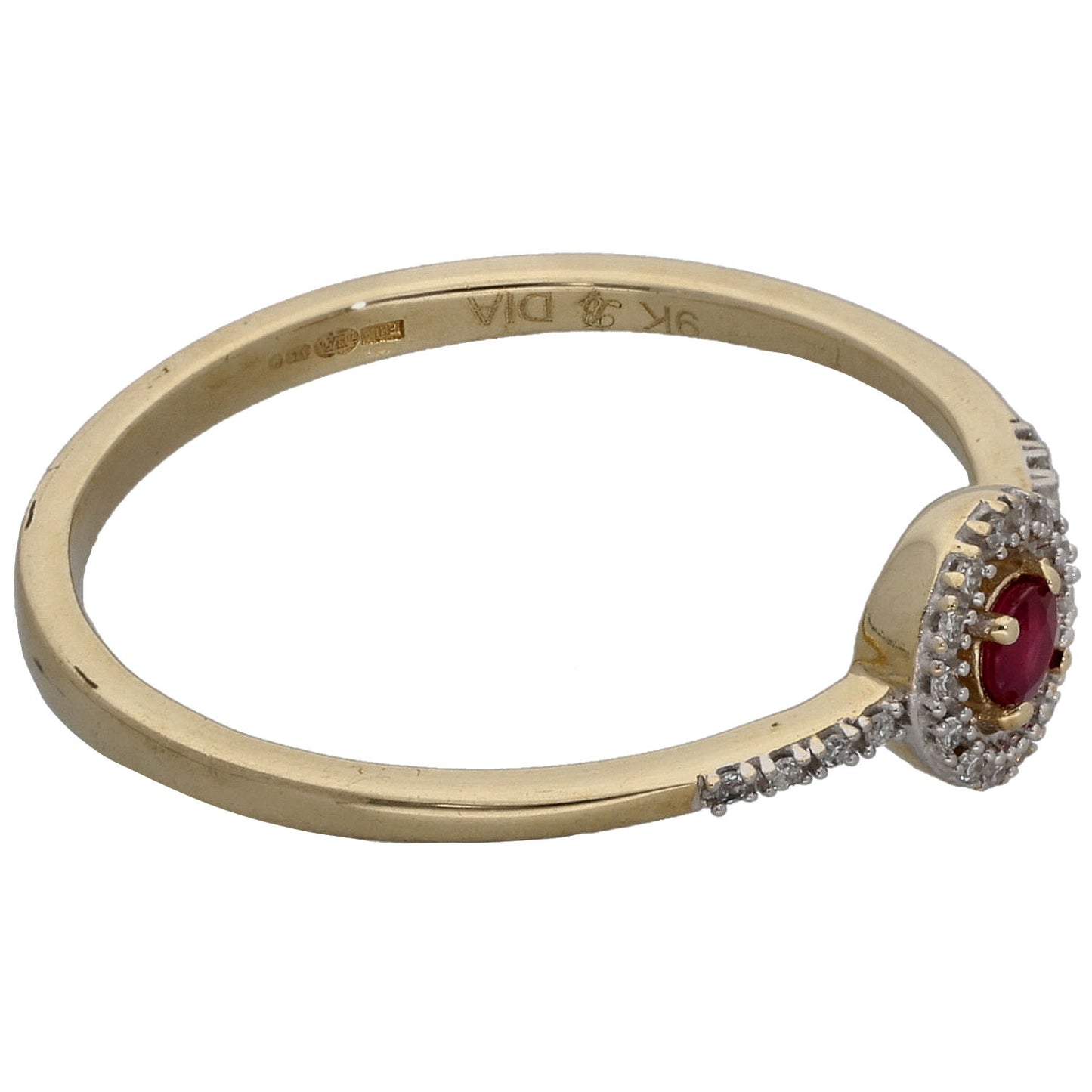 9ct Gold 0.11ct Diamond & Ruby Dress/Cocktail Ring Size Q