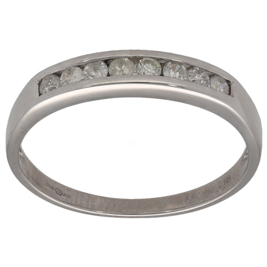 18ct White Gold 0.25ct Diamond Half Eternity Ring Size P