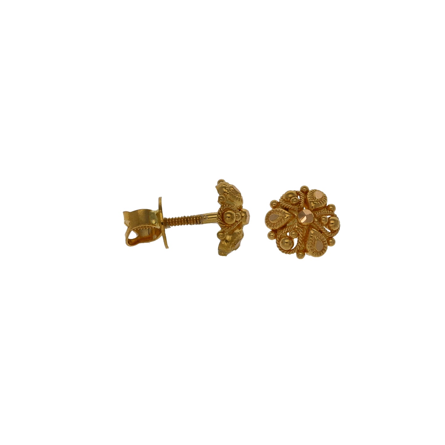 New 22ct Gold Filigree Floral Stud Earrings