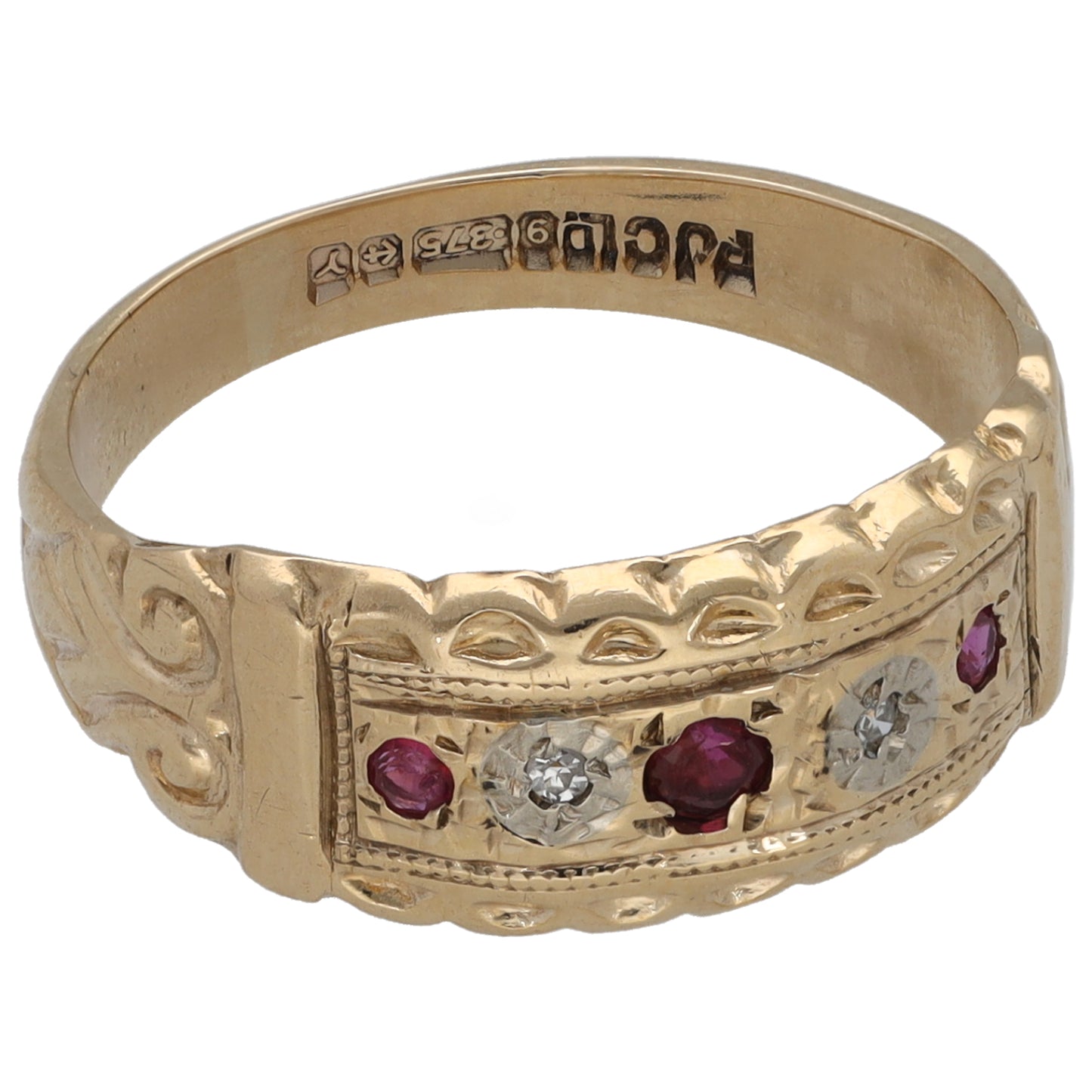 9ct Gold Ruby & 0.01ct Diamond Alternative Ring Size N