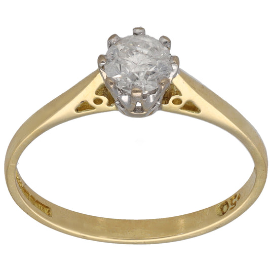 18ct Gold 0.52ct Diamond Solitaire Ring Size P
