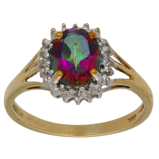 9ct Gold Coated Topaz & 0.02ct Diamond Dress/Cocktail Ring Size L