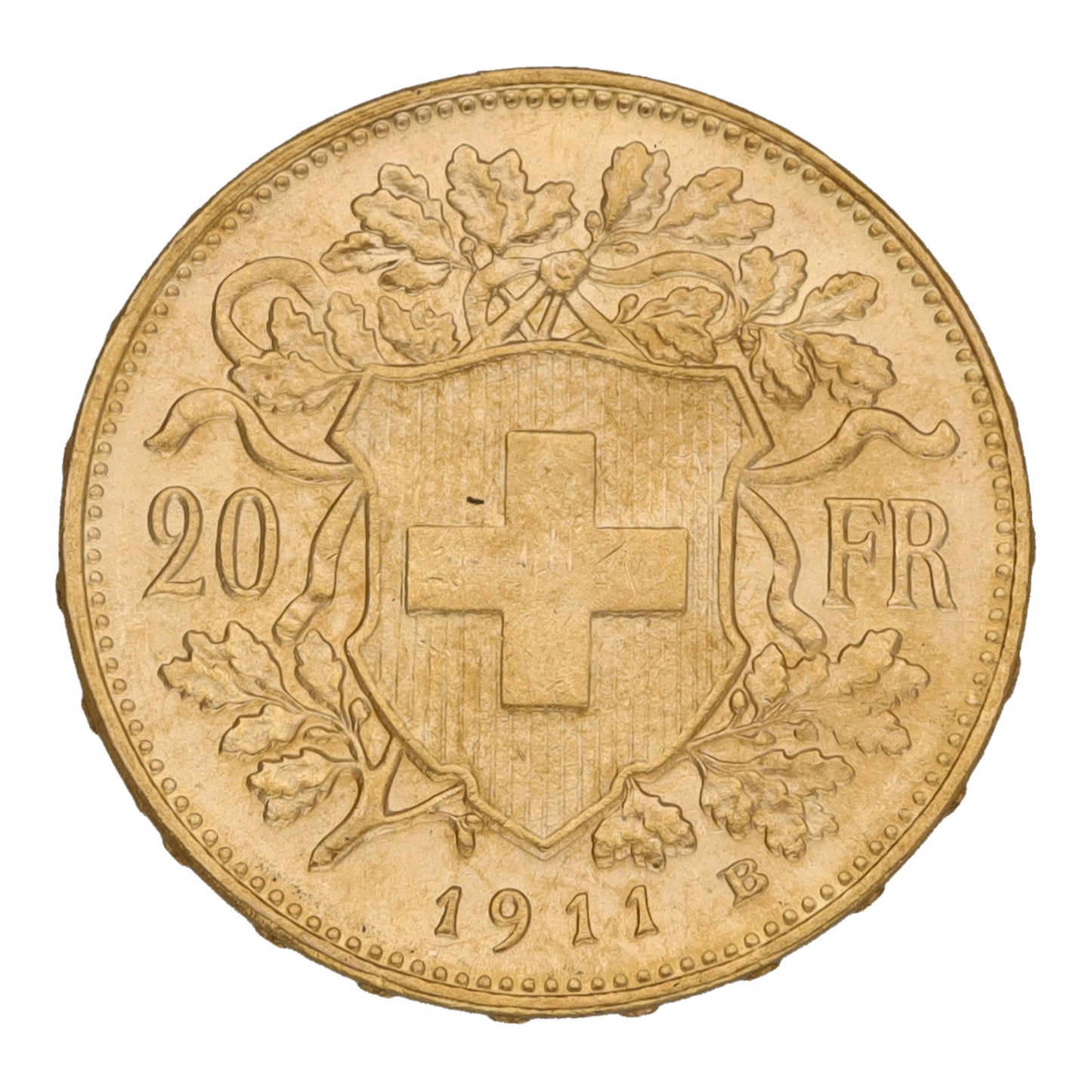 22ct Gold Helvetia Swiss 20 Francs Coin 1911