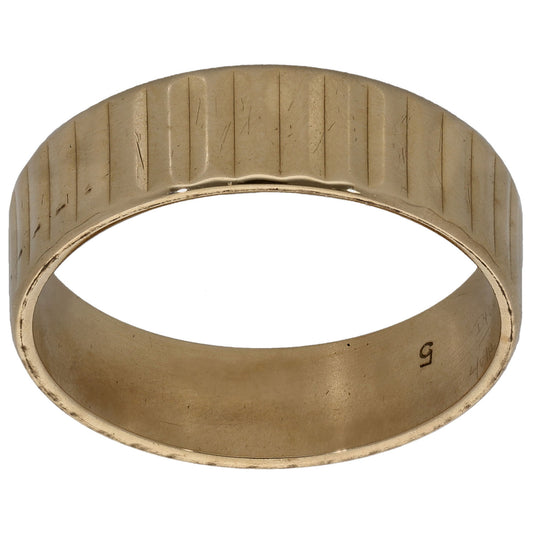 9ct Gold Patterned Wedding Ring Size Q