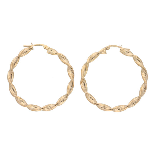 9ct Gold Twisted Hoop Earrings