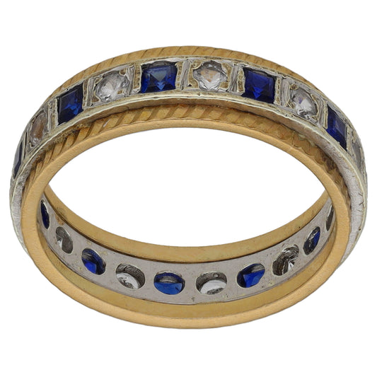 9ct Bi-Colour Gold Imitation Gems Dress/Cocktail Ring Size L