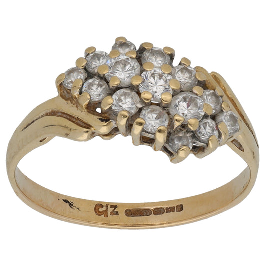 9ct Gold Cubic Zirconia Dress/Cocktail Ring Size M