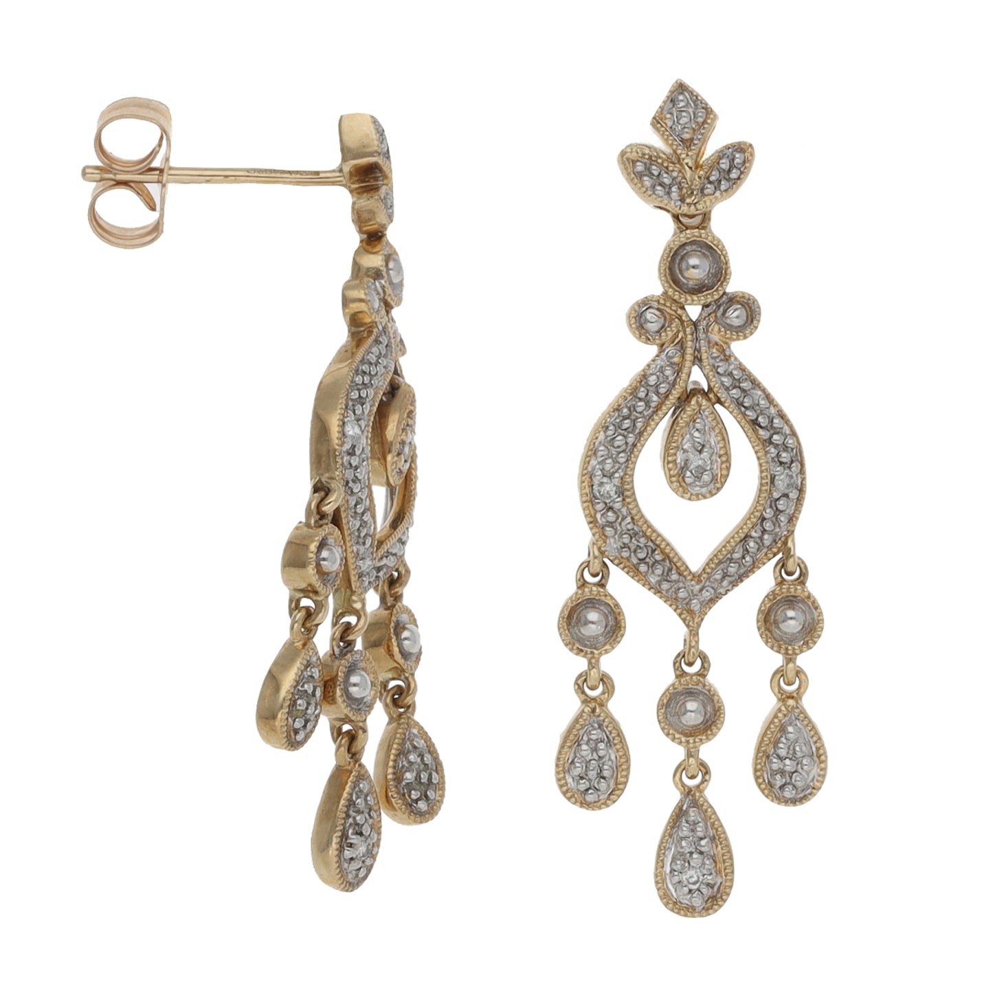 9ct Gold 0.06ct Diamond Drop Earrings