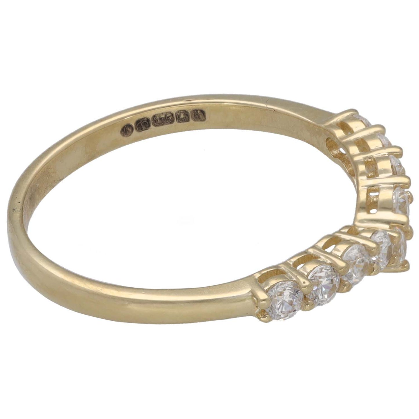 9ct Gold Cubic Zirconia Wishbone Ring Size P