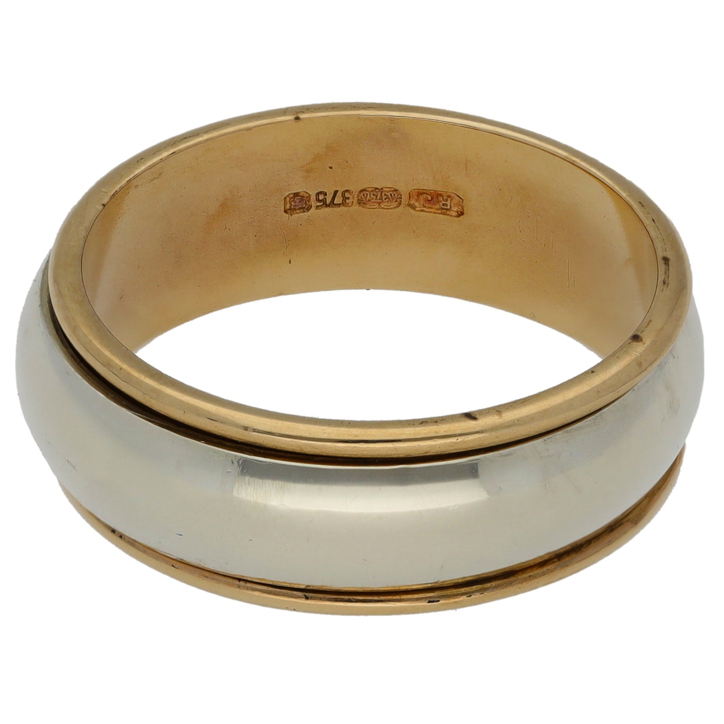 9ct Bicolour Gold Plain Wedding Ring Size Q