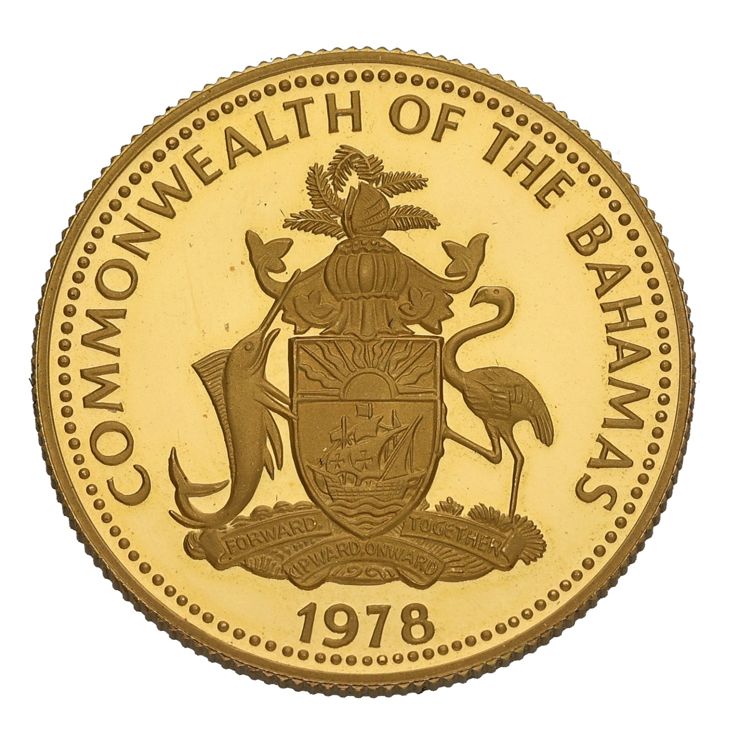 22ct Gold Commonwealth Of The Bahamas Anniversary Independence 100 Dollars Coin 1978