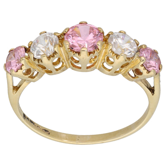 9ct Gold Cubic Zirconia Half Eternity Ring Size M